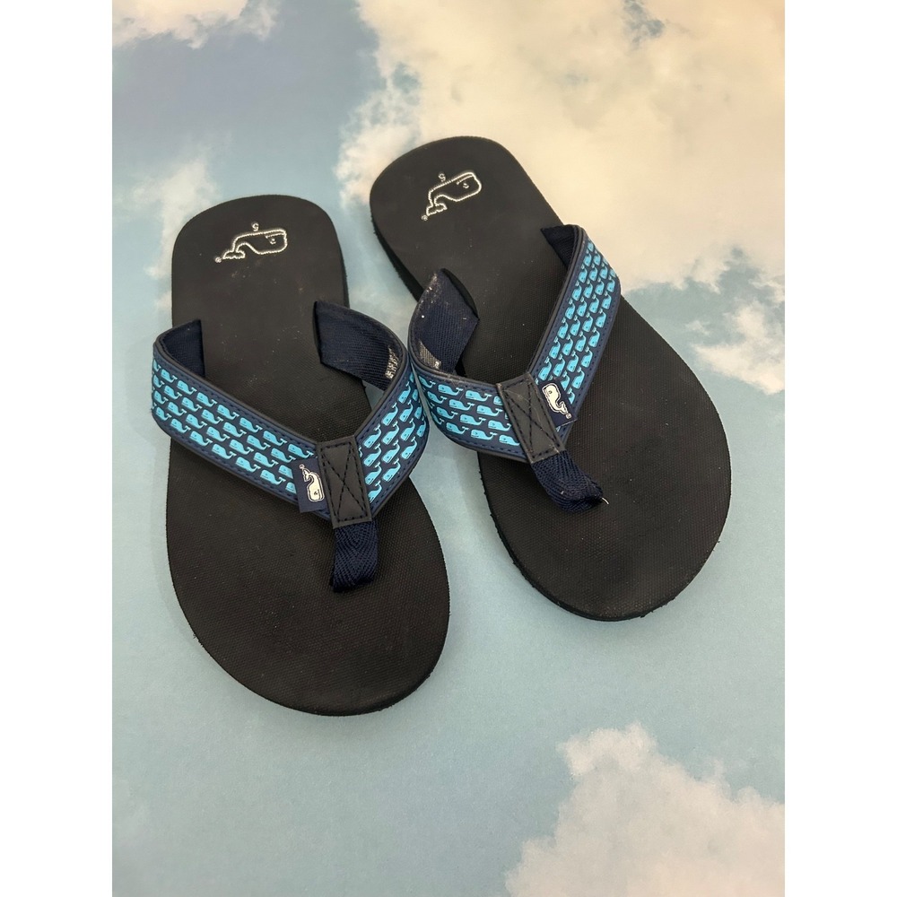 Vineyard Vines Women's Flip Flops Navy Classic Whale Foam Sandals Thong‎ Sz 5